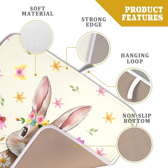 Easter Dish Drying Mat for Kitchen Counter Spring Easter Holiday Dish Drying - Image 4