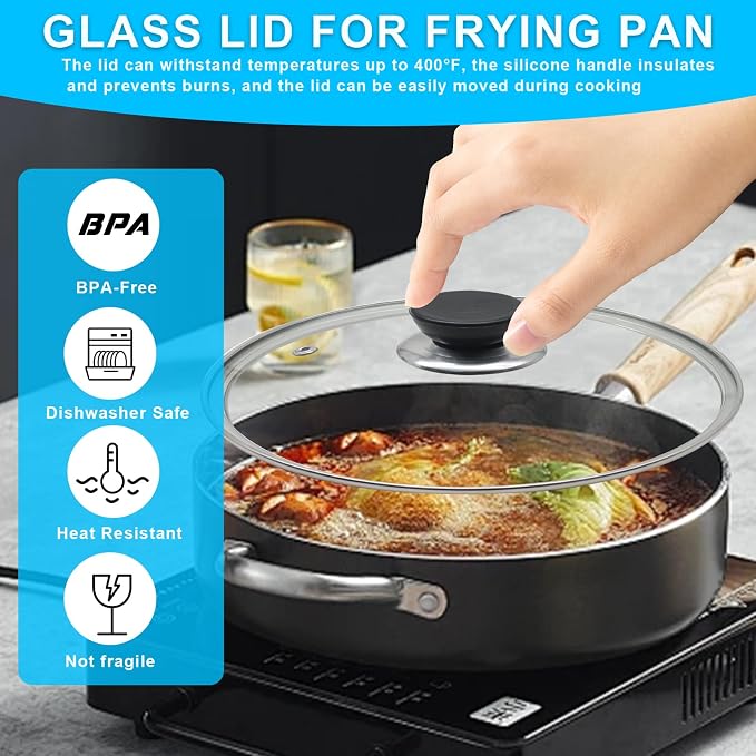 10.25 Inch Glass Lid for Frying Pan Tempered Glass Pot Lid - Image 4