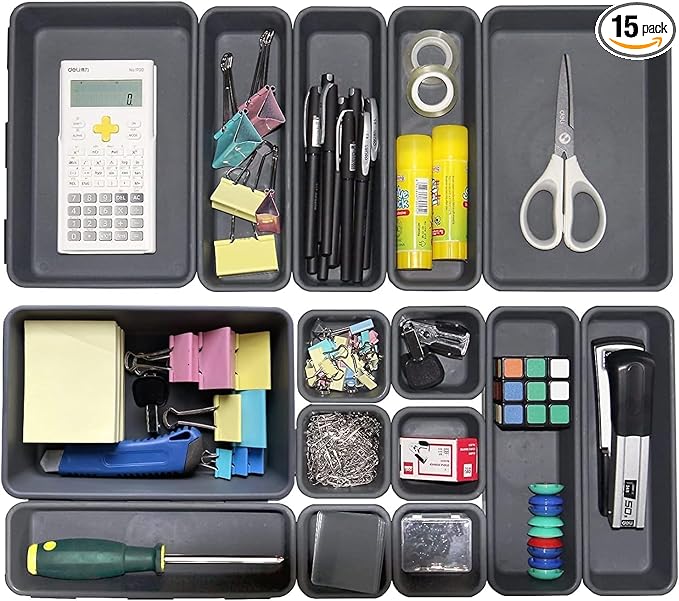 Kutesna 15 PCS Interlocking Desk Drawer Organizer Separator by Kutesna