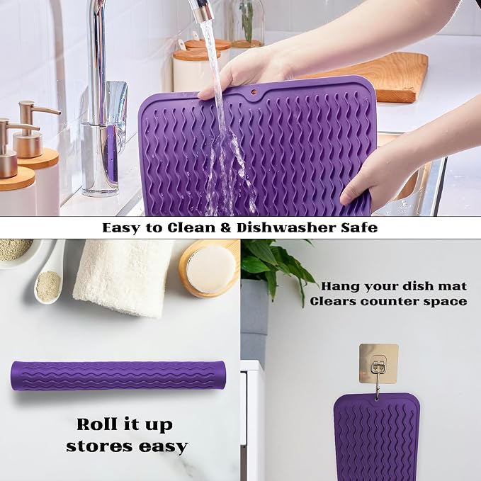 ZLR Silicone Dish Drying Mat 12" x 12" Square - Image 4