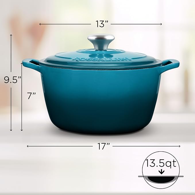 ROSSALLINI Signature Enameled Cast Iron Dutch Oven, Non-Stick Serving Pot - Image 5