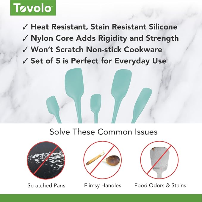 Tovolo Flex Core 5 Piece Silicone Spatula Set Heat Resistant All Silicone - Image 3