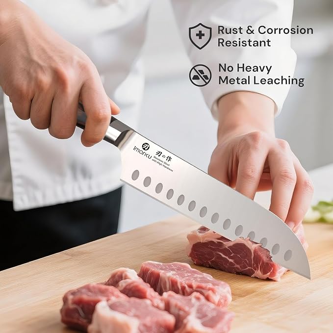 imarku Japanese Santoku Knife 7 Inch, Ultra Sharp Chef Knife, PakkaWood - Image 7
