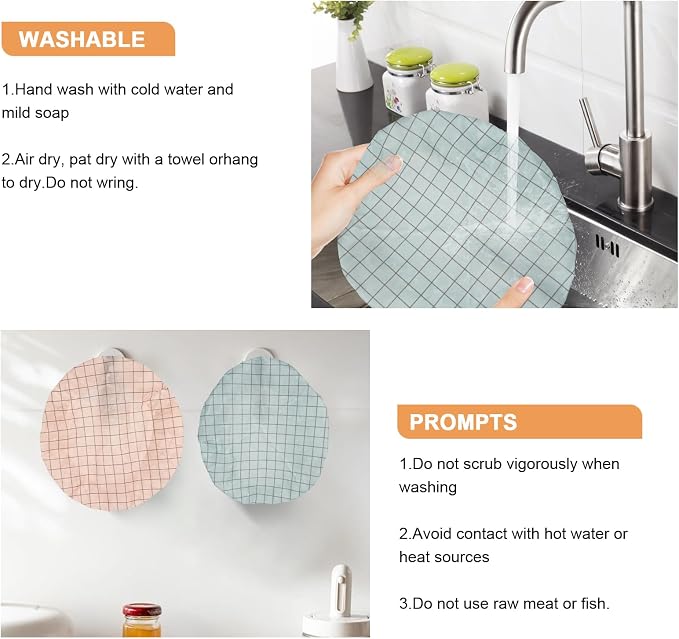 Reusable Bowl Covers for Bread Proofing（2 Large）- Cotton Beeswax Bowl Covers - Image 7