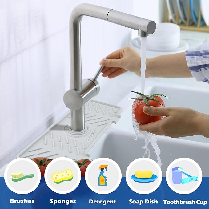 Silicone Faucet Mat for Kitchen Sink – Gen 3 10° Slope Splash Guard - Image 3