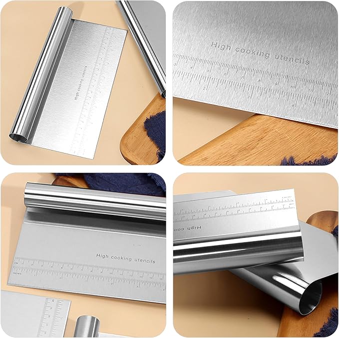 CoguZed 2 Pack Stainless Steel Pastry and Dough Cutter/Scraper/Knife Set - Image 3