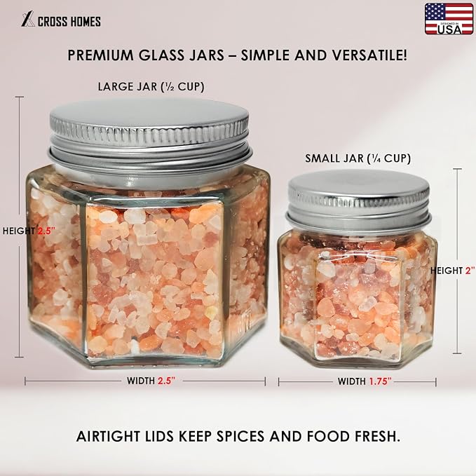 Magnetic Spice Jars Combo Pack 29 Pack Refrigerator Hexagon Glass Spice Jar - Image 4