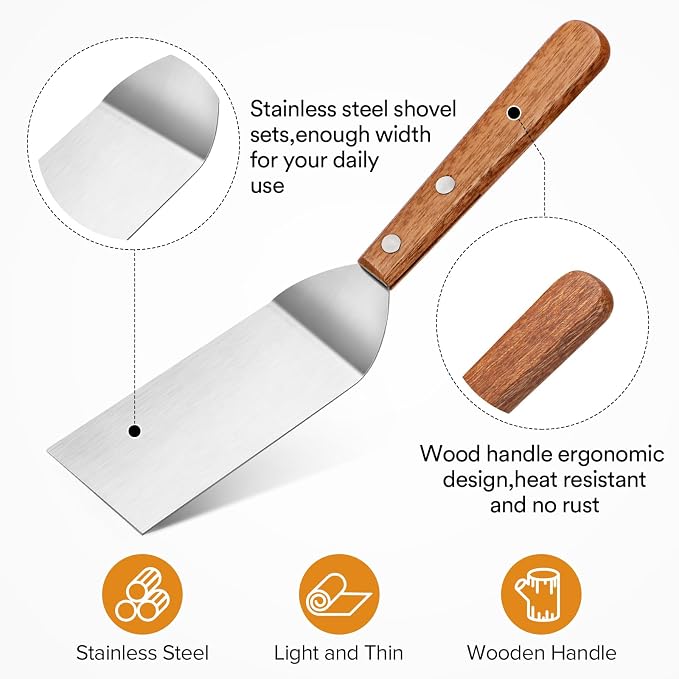 Small Metal Spatula Set, Mini Wooden Spatulas - Image 4