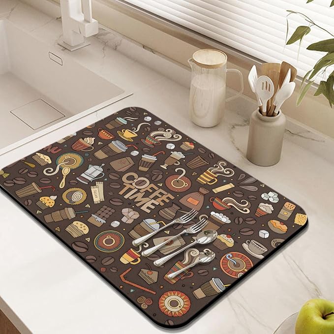 Coffee Bar Mat Accessories for Countertop Super Absorbent Anti-Slip Silicone - Image 4