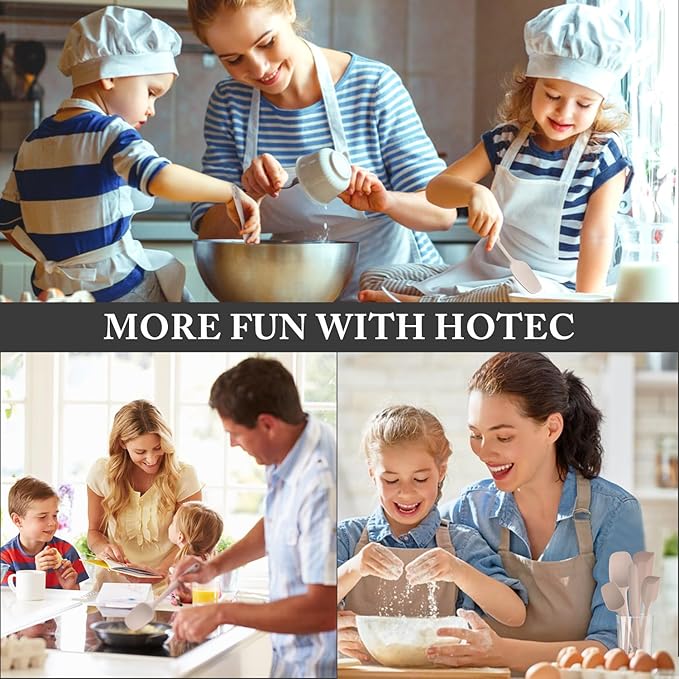 HOTEC 600℉ Heat Resistant BPA-Free Silicone Rubber Spatula Set, Kitchen Cooking - Image 7