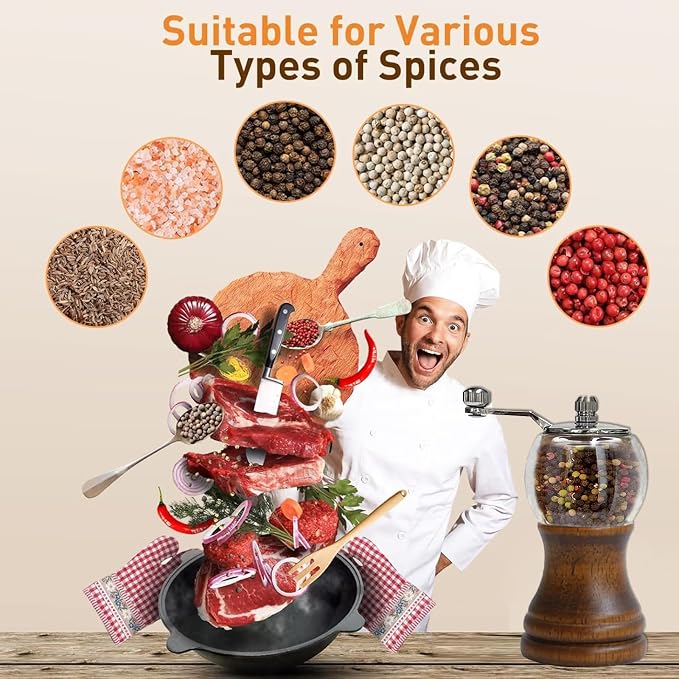 Salt and Pepper Grinder Set, Manual Pepper Grinder - Image 5