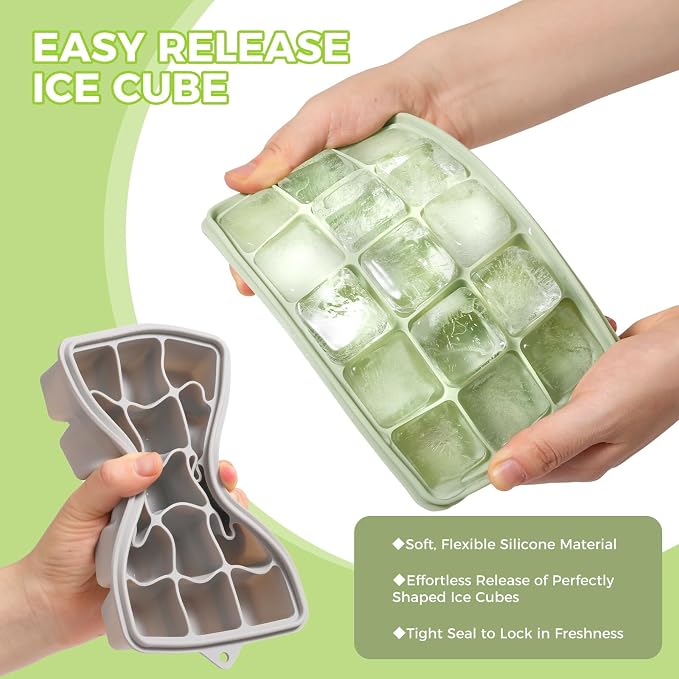 Silicone Ice Cube Trays with Lid, Easy Release Ice Molds, Reusable and - Image 2
