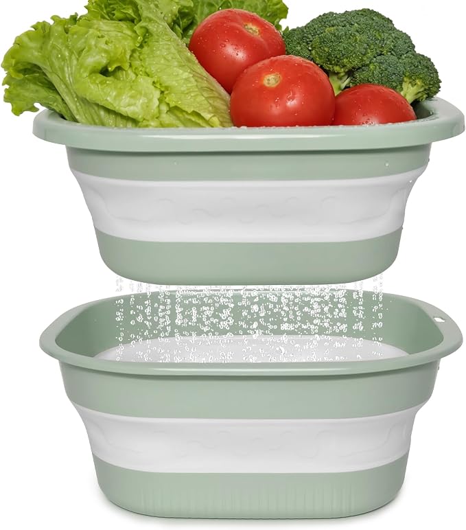3 Sets 2 in 1 Collapsible Colander and Sink Basin - Image 2