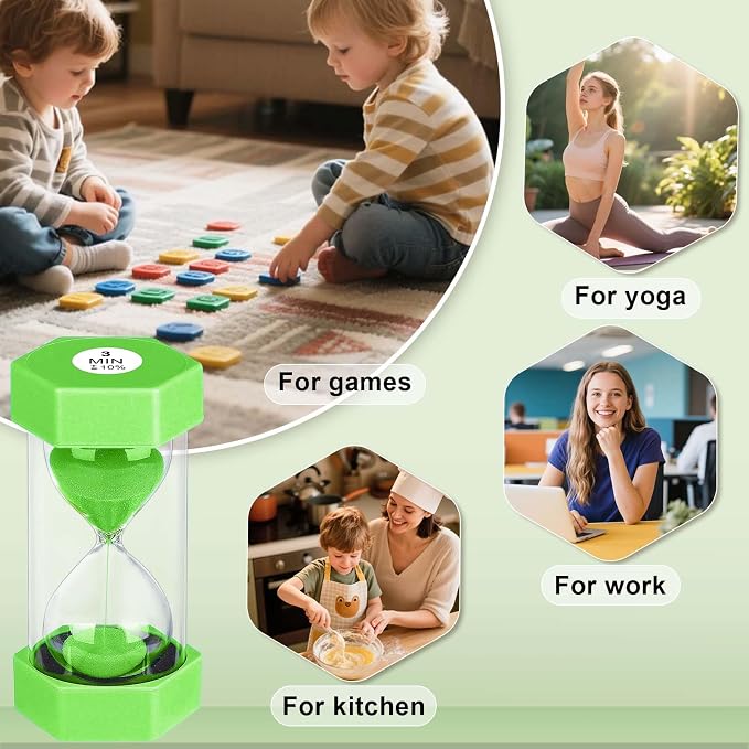 5 Minute Hourglass Sand Timer, Plastic Hexagon Hourglass Sand Clock 5 Min - Image 4