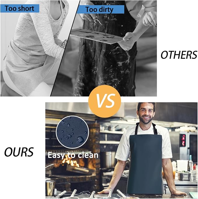 Homsolver 2 Pack Waterproof Rubber Aprons, Heavy Duty Butcher - Image 5