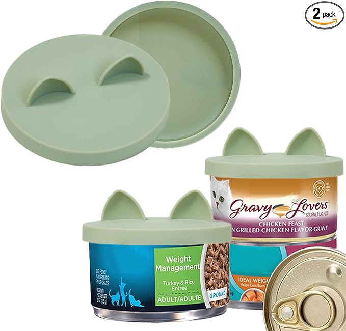 OHMO 2 Pack Cat Food Can Lids, Small Size Silicone Pet Food Can Lids Covers by OHMO