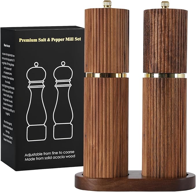 Wooden Salt and Pepper Grinder Set, Refillable Salt and Pepper grinder - Image 7