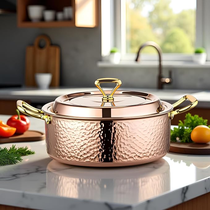 YJX 4.2QT Hammered Stock Pot - Image 9