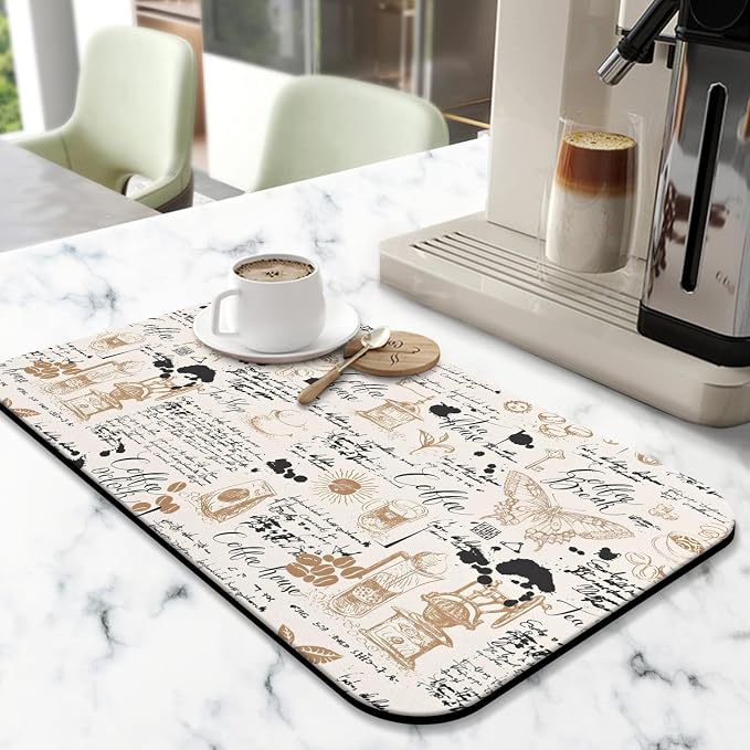 Coffee Bar Mat, Fits Under Coffee Machine, Dish Drying Mat - Image 2