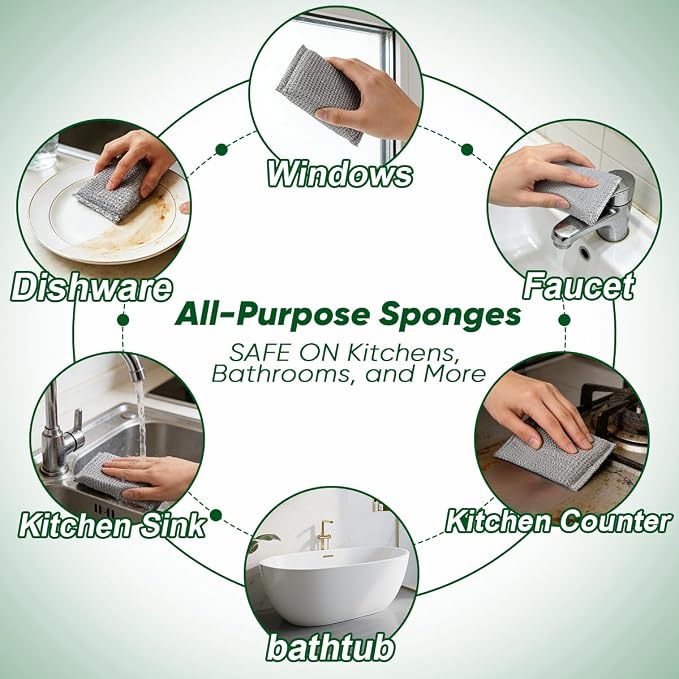 HOMEXCEL All-Purpose Sponge Pads 12PK, Non-Scratch Dish Sponges Safe - Image 7