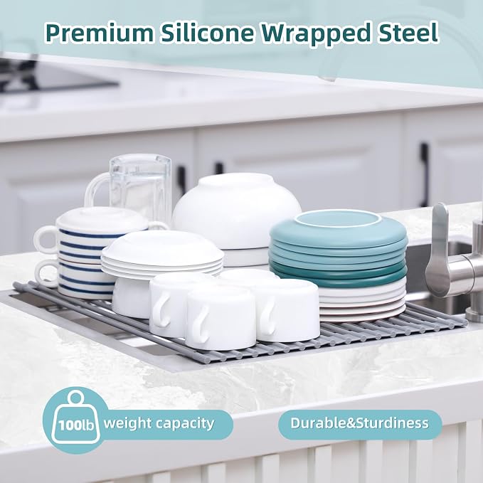 Ohuhu Roll Up Dish Drying Rack, Over The Sink Multipurpose Roll-Up Dish Racks - Image 9