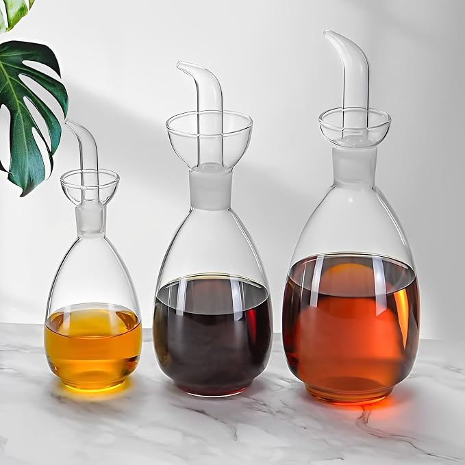 Affogato Glass Oil Bottle with Spout, Olive Oil Dispenser Vinegar Drizzler - Image 2