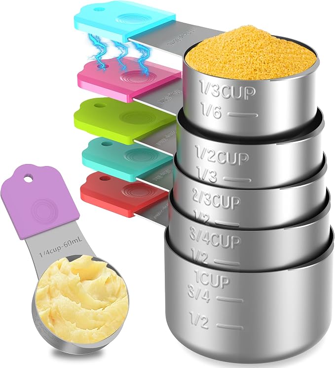 Magnetic Measuring Cups, 6 Stainless Steel Nesting Measuring Cup Set by Minteem-MeasuringCups
