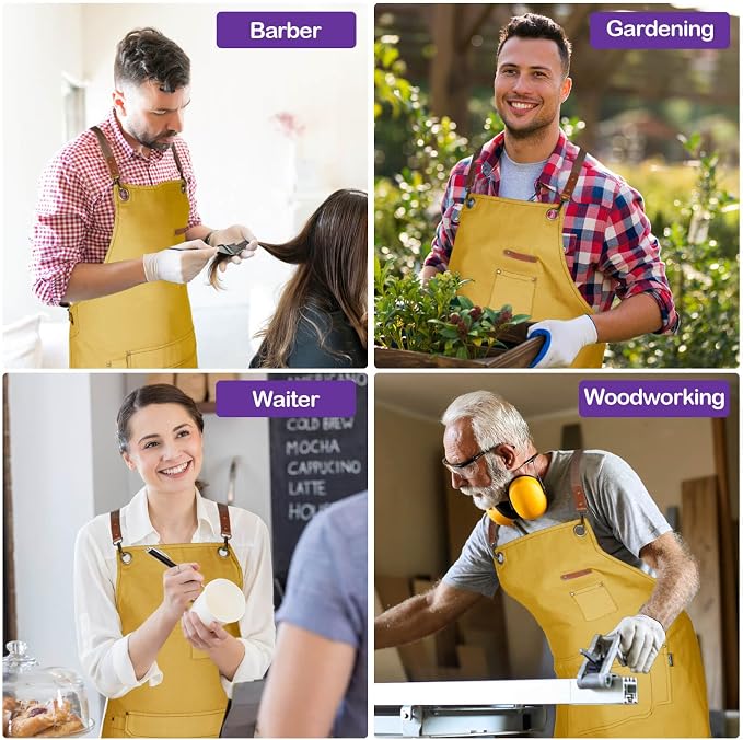 Chef Apron for Men Women with Gift Box Pack, Cross Back Apron with Pockets for - Image 5