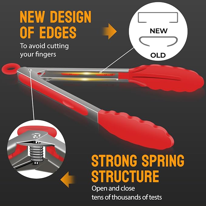 Hotec Silicone Kitchen Tongs for Cooking 9-Inch Serving Tongs - Image 6