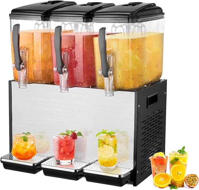 VEVOR Commercial Beverage Dispenser, 3 Tanks 12 L / 12.7 QT Per Tank Juice by VEVOR