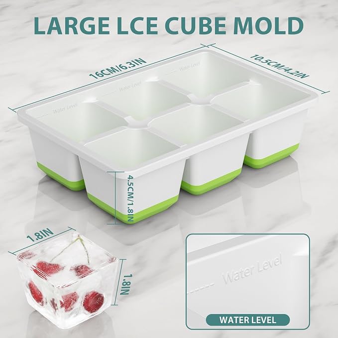 Optish Large Ice Cube Molds, 3 Pack Whiskey Square Ice Molds, 1.8 Inch Big Ice - Image 2