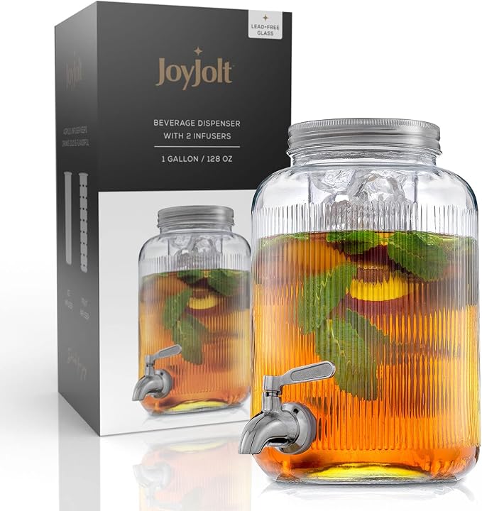 Fluted 1-Gallon Drink Dispenser. Glass Beverage Dispenser - Image 7