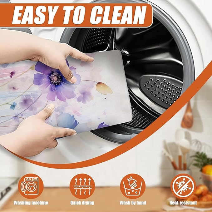 Watercolor Flowers Dish Drying Mat - Image 4