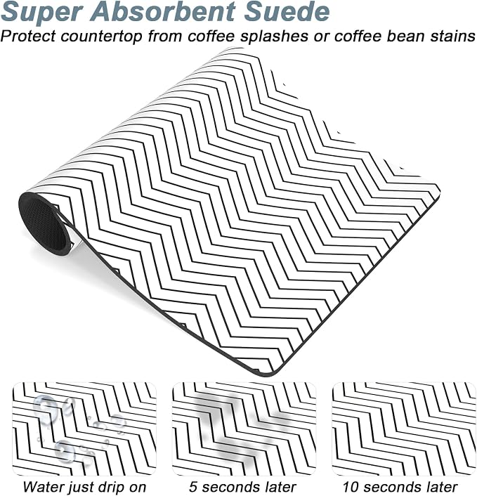 Rnivvi Coffee Mat, Hide Stain Rubber Backed Absorbent Dish Drying Pad - Image 3