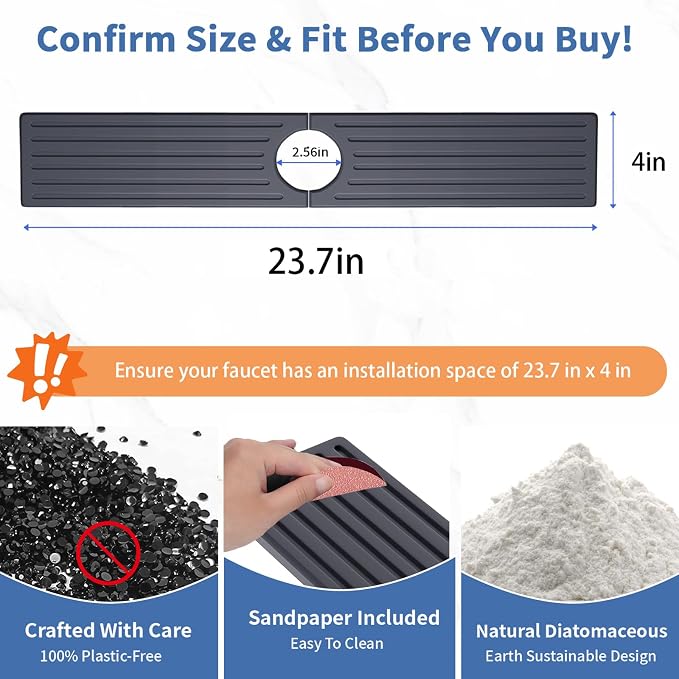 Faucet Mat for Kitchen Sink, Water Absorbent Kitchen Faucet Mat, Durable Sink - Image 3