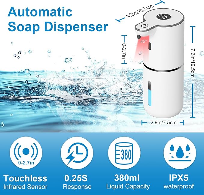 OHIFAST Automatic Foaming Soap Dispenser Touchless, USB Rechargeable Smart Hand - Image 2