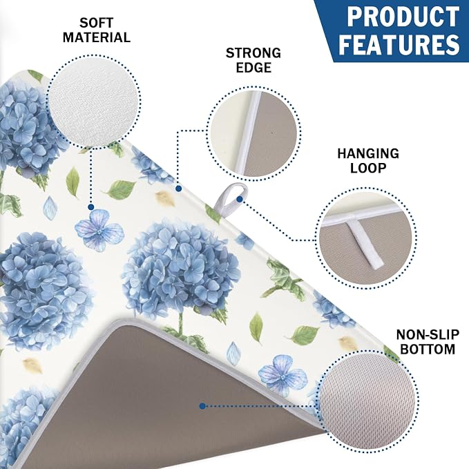 Spring Summer Hydrangea Dish Drying Mat - Image 3