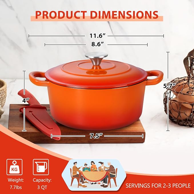 E-far 3 Qt Enameled Cast Iron Dutch Oven - Image 2