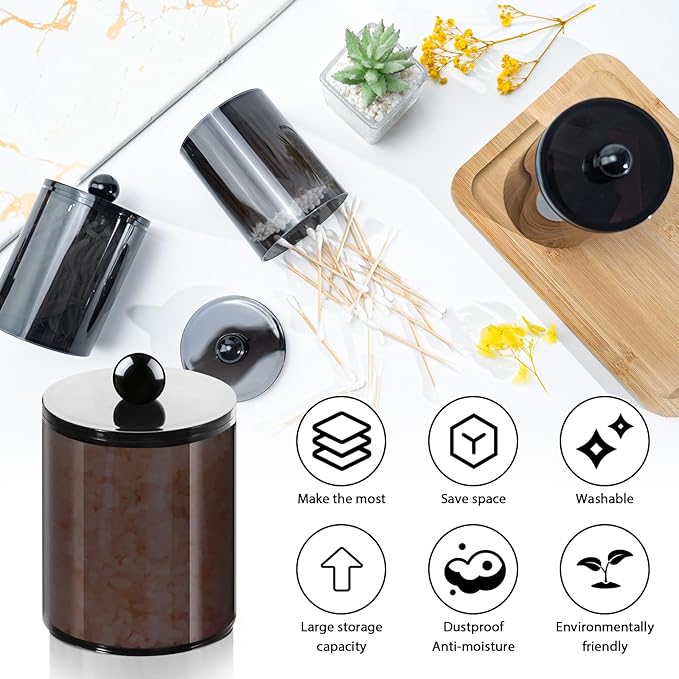 XIPENGKEJI 4 Pack Qtip Holder, Canister Apothecary Jar Set, Bathroom Jars - Image 3