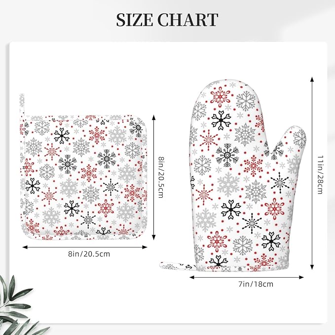 Christmas Winter Snowflake Oven Mitts and Pot Holders Set - Image 3