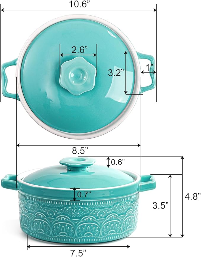 Elsjoy 2 Quart Round Ceramic Casserole Dish - Image 2