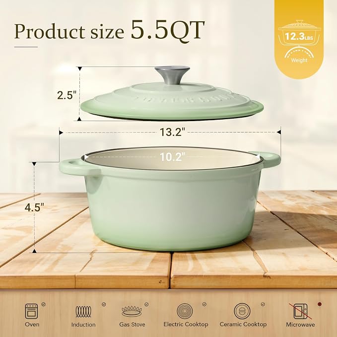 Overmont Enameled Cast Iron Dutch Oven - Image 4