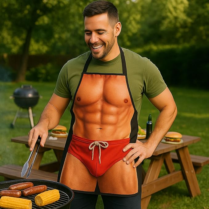 HAKSEN Funny Aprons for Men, Gag Grilling Apron for Men Women Kitchen Cooking - Image 4