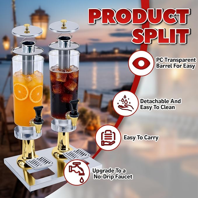 2-Gallon Drink Dispenser with Stainless Steel Drip Tray - Image 3