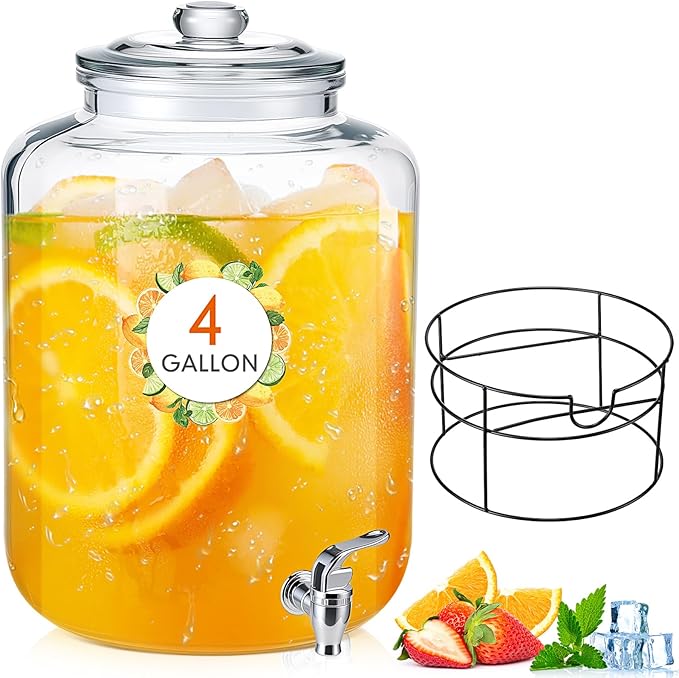 Honeydak 1 Pack 4 Gallon Glass Beverage Dispenser by Honeydak