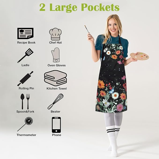 ASPMIZ Floral Apron for Adults, Waterproof Women Apron - Image 4