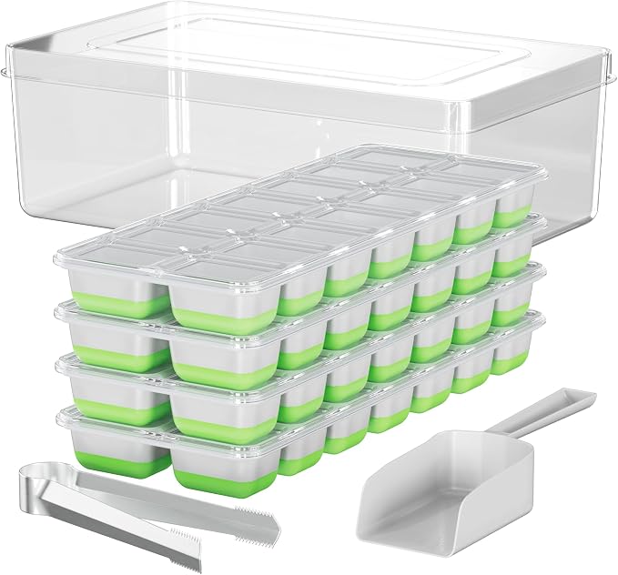 Ice Cube Tray Set – 4 Silicone Trays by Aisle3Essentials