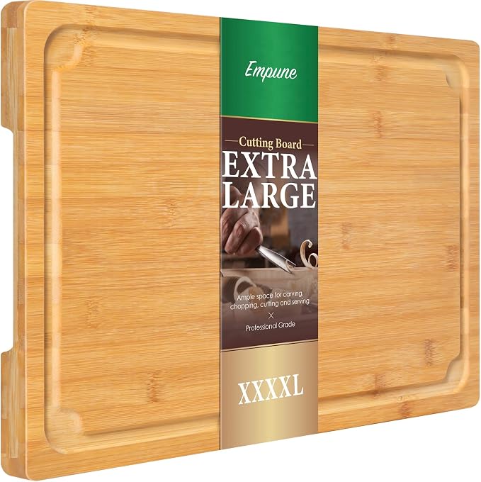 30 x 20 Extra Large Cutting Board, Turkey Carving Board Bamboo Meat Cutting by Empune
