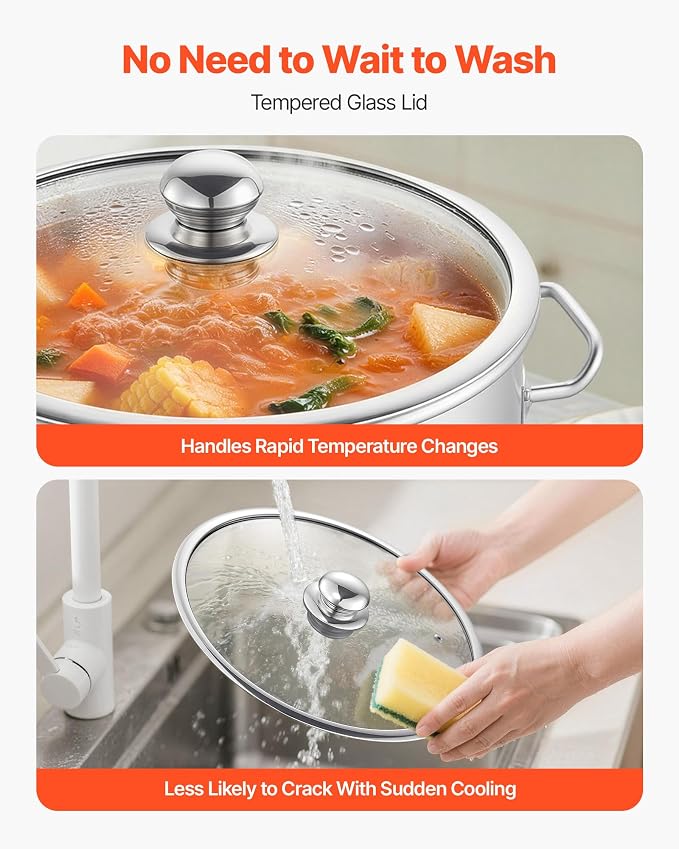 VEVOR Stainless Steel Stock Pot, 21-Quart Stainless Steel Stockpot - Image 6