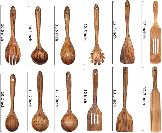 12 Pack Wooden Spoons for Cooking - Image 2
